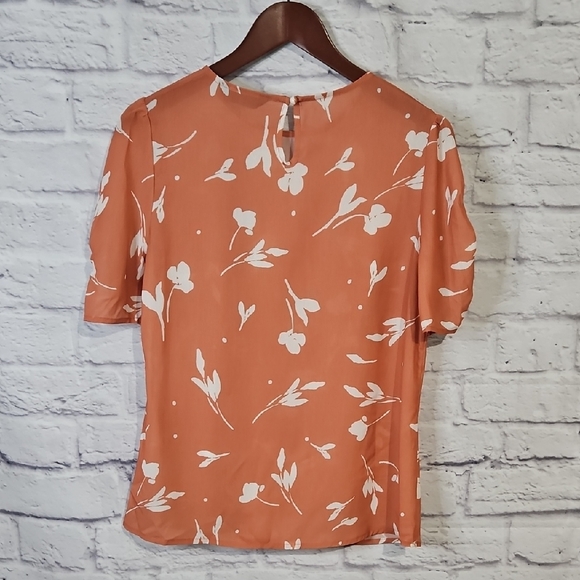 Allegra K Terracotta Floral Blouse - Picture 5 of 6